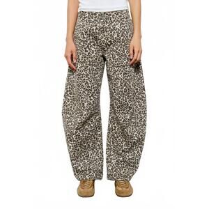 NEW PRETTY GARBAGE willa barrel jeans in leopard